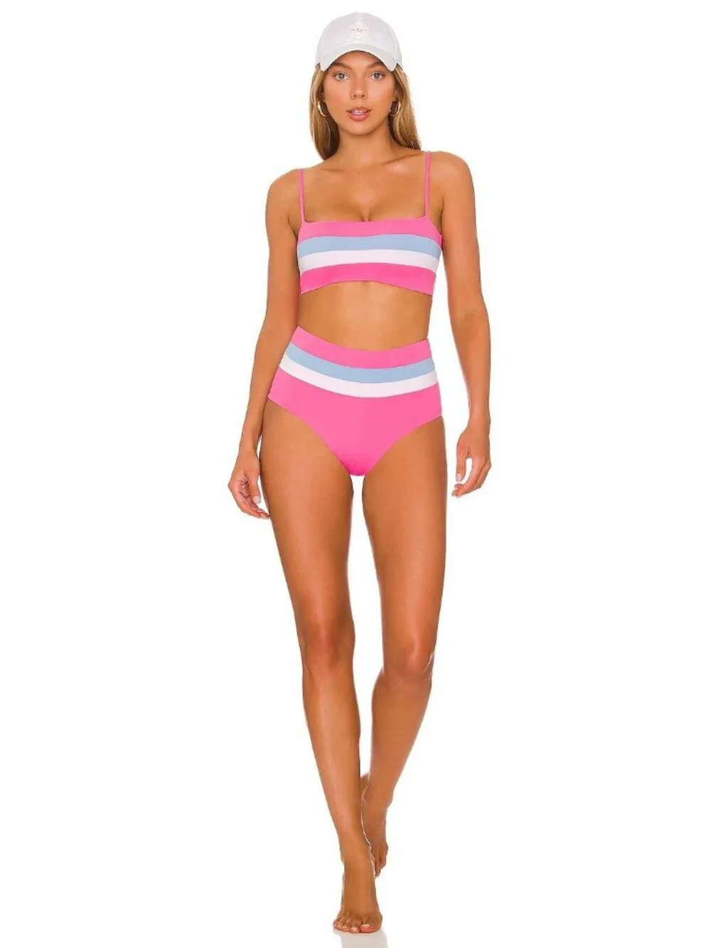 L*Space Portia Stripe Bikini Bottoms in Bubblegum Pink White Aura XLarge New
